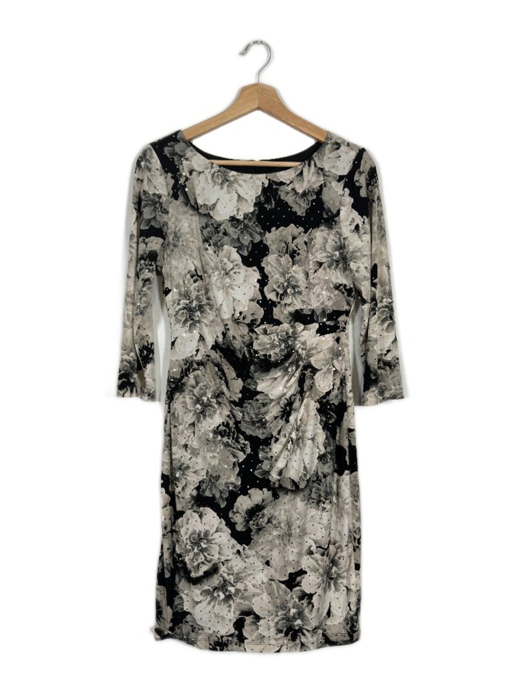 Jessica Howard Women's Floral Ruched Dress Size 12P Cocktail Formal Evening Work